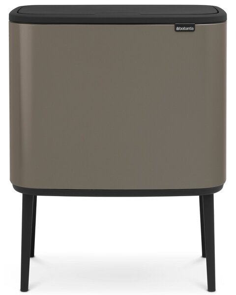 BRABANTIA Bo Touch Bin nyomófedeles hulladékgyűjtő magasított lábakon álló műanyag tartály 36L - R méret acél platinaszürke - 315787