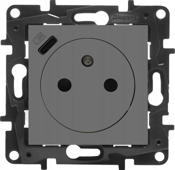 Fali USB Elektromos Aljzat Legrand szürke
