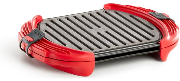 LÉKUÉ LK888342 Grill XL mikrohullámú sütőlap szürke-piros