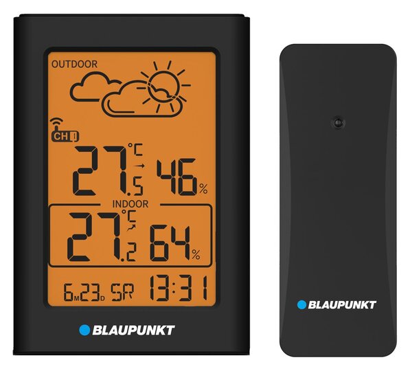 Blaupunkt WS15BK LCD Meteorológiai Időjárás állomás külső szenzorral - Fekete