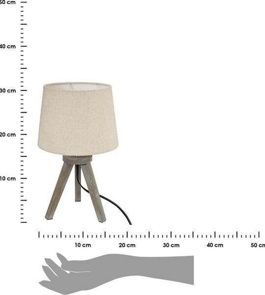 Lámpara De Mesa Mini Trípode - Madera Y Marfil A. 31 Cm