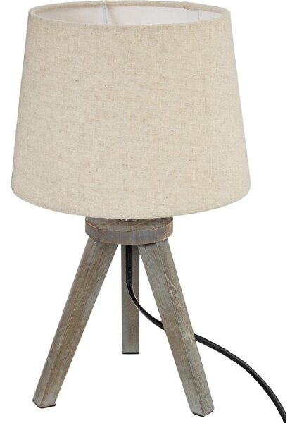 Lámpara De Mesa Mini Trípode - Madera Y Marfil A. 31 Cm