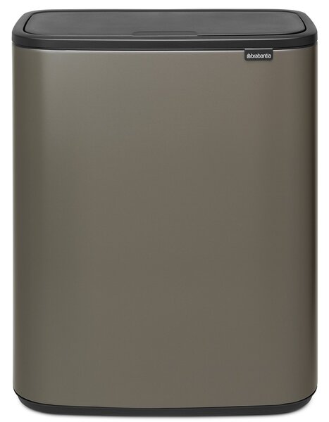BRABANTIA Bo Touch Bin nyomófedeles hulladékgyűjtő XXL padlón álló műanyag tartály 2x30L - O méret acél platinaszürke - 221521