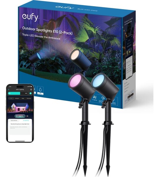 Anker , eufy Outdoor Spot Light, Black (2 pack) (T8L20311)