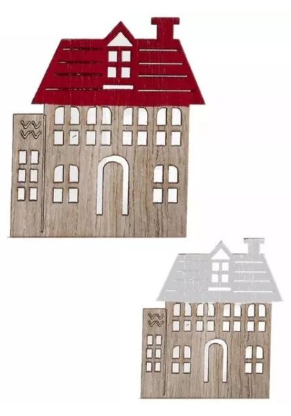Faházikó karácsonyfa dísz karácsonyi dekoráció 12 darabos 3 x 4,5 cm - Piros / fehér