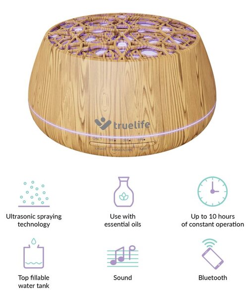 TrueLife Air Diffuser D9 Smart 400ml ultrahangos párásító Bluetooth hangszóróval