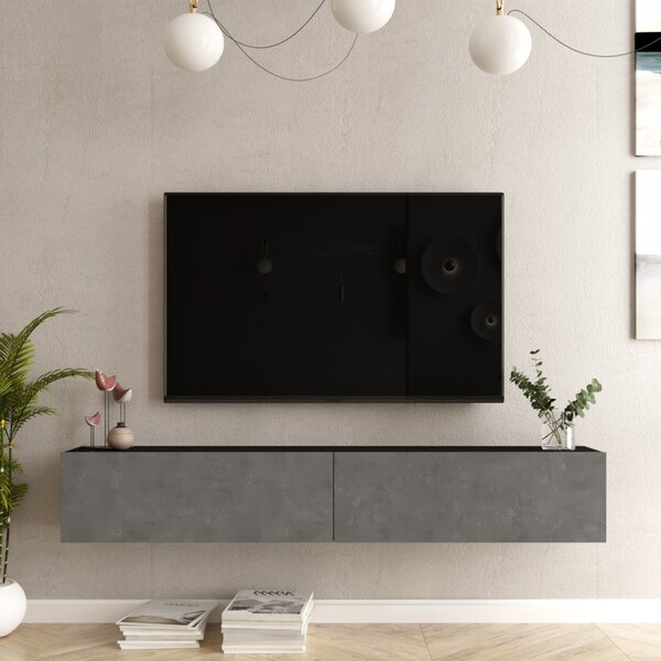 TV-állvány Lapinlahti 29,5 x 180 x 31,5 cm fekete / betonhatású [en.casa]