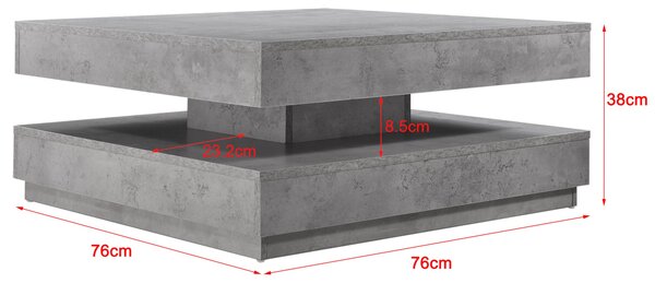 En.casa Dohányzóasztal forgatható asztallappal Florenz 76x76x38 cm Betonhatás