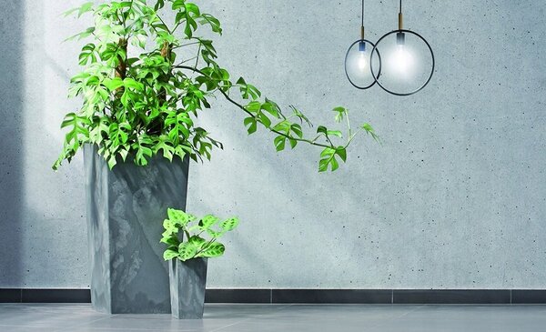 Prosperplast Doniczka kwadratowa URBI SQUARE LOW BETON EFFECT DURS240LE-S433, Kolor Antracyt, Prosperplast, Wymiary 24x24x23.5 cm