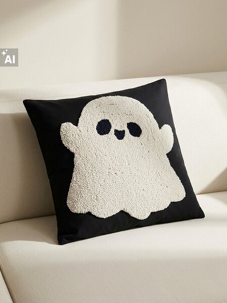 Sinsay - Halloweeni díszpárnahuzat domború szellemmotívummal - többszínű