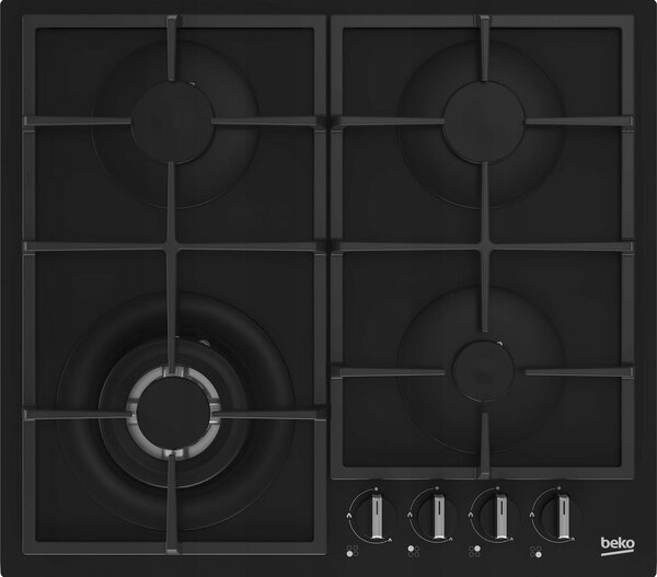 Gázfőzőlap Beko HBIAG64225SBP 60 cm öntöttvas WOK rács fekete üveg