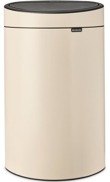 BRABANTIA Touch Bin New Soft-Touch nyomófedeles hulladékgyűjtő belső tartállyal ovális 40L - L méret acél világos bézs - 200748