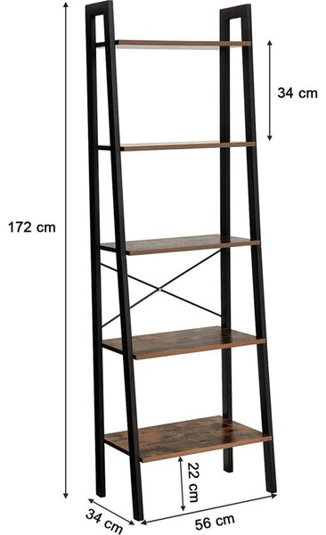 Leobert Regał w stylu rustykalnym 5 półek metalowy stelaż loft