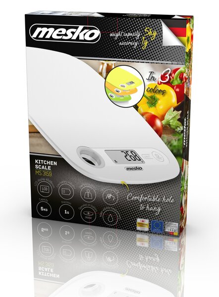 Mesko MS 3159W Elektronikus konyhai mérleg - Fehér
