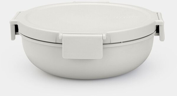 Brabantia Make & Take Salad Bowl salátástál, 1300 ml, szivárgás- és légmentes záródás, bepattintós (clip-on) zárómechanizmus, kerek forma, műanyag, világosszürke - 206368