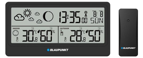 Blaupunkt WS20BK LCD Meteorológiai Időjárás állomás külső szenzorral - Fekete