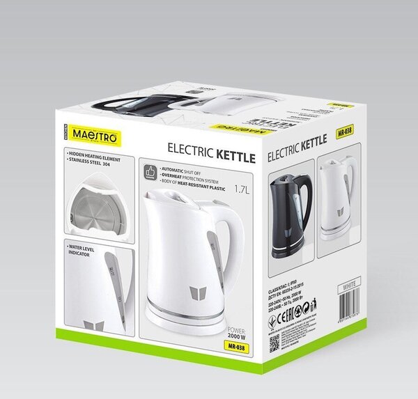 Maestro MR-038 elektromos vízforraló 1,7L fehér