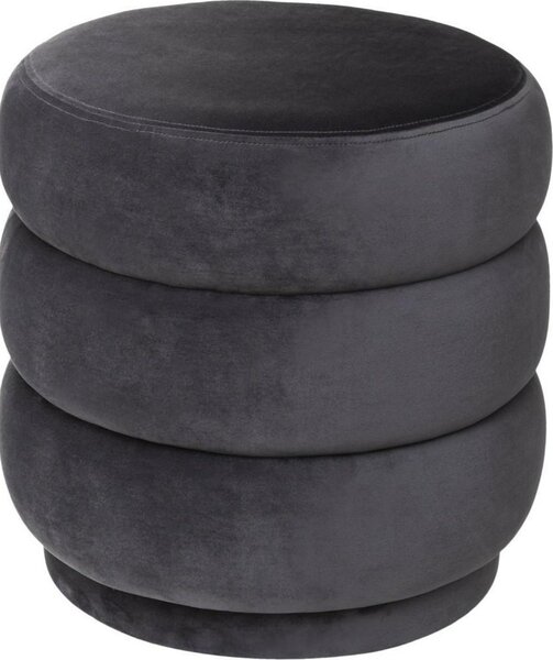 Puff De Terciopelo Sinan - Gris - D 40 X H 40 Cm Atmosphera