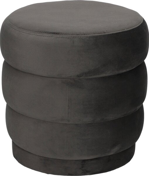 Puff De Terciopelo Sinan - Gris - D 40 X H 40 Cm Atmosphera