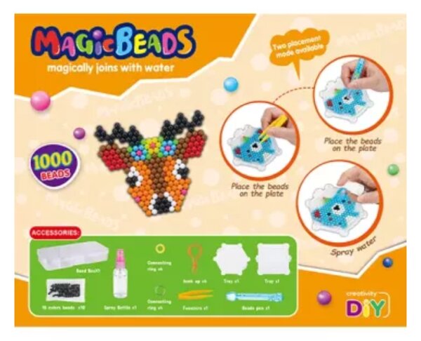 Magic Beads Kulcstartó készítő szett 1000 darab gyönggyel és vadállat mintákkal