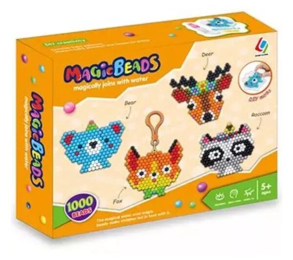 Magic Beads Kulcstartó készítő szett 1000 darab gyönggyel és vadállat mintákkal