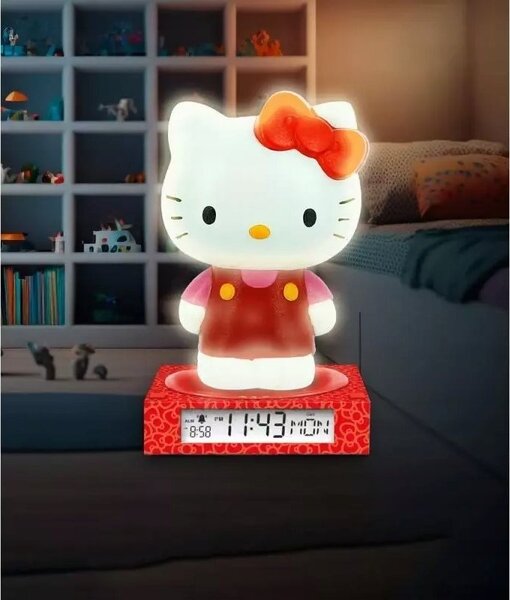 KiDS Licensing HK50198 Digitális ébresztőóra és éjjeli lámpa Hello Kitty 25cm