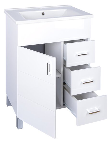 VivaStyle KARINA 65 lábon álló fürdőszobabútor 3 fiókos Sanovit ATRIA 9065 mosdóval 65 x 45,5 cm