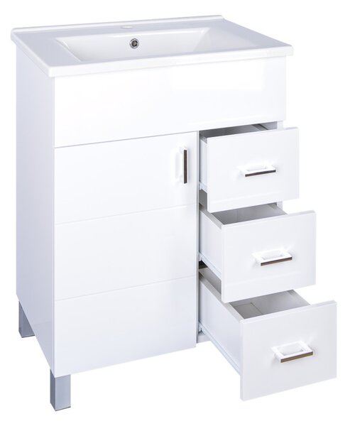 VivaStyle KARINA 65 lábon álló fürdőszobabútor 3 fiókos Sanovit ATRIA 9065 mosdóval 65 x 45,5 cm