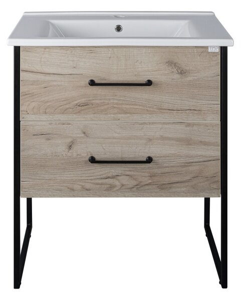 TMP IRON 75 álló fürdőszobabútor - Sanovit ATRIA 9075 porcelán mosdóval - 75 x 45,5 cm