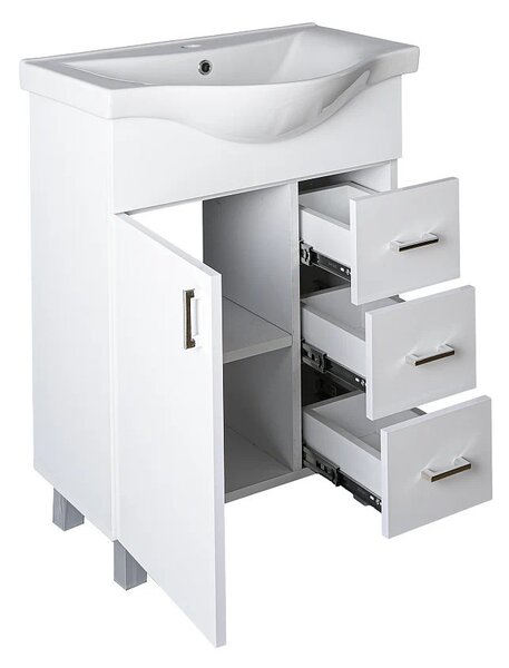 VivaStyle BIANKA 65 lábon álló fürdőszobabútor 3 fiókos Sanovit ALBATROS10065 mosdóval 64,5x46,5cm