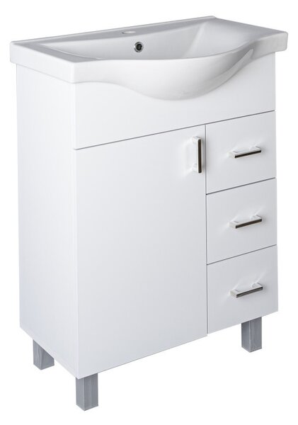 VivaStyle BIANKA 65 lábon álló fürdőszobabútor 3 fiókos Sanovit ALBATROS10065 mosdóval 64,5x46,5cm