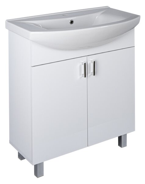 VivaStyle EKONOMIK 75 lábon álló 2 ajtós fürdőszobabútor Sanovit ZENON 6075 mosdóval 75 x 50 cm