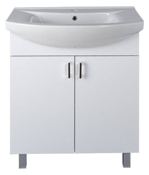 VivaStyle EKONOMIK 75 lábon álló 2 ajtós fürdőszobabútor Sanovit ZENON 6075 mosdóval 75 x 50 cm