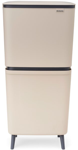 BRABANTIA SortUp Recycle Bin Hi 2 szintes szelektív hulladékgyűjtő torony lábakon felhajtható fedéllel 20+25L műanyag világos bézs 275005 BR275005
