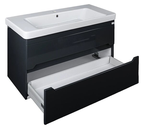 TMP SHARP 105 - FEKETE - fali fürdőszobabútor- Sanovit LUXURY 11105 mosdóval - 105 x 46 cm