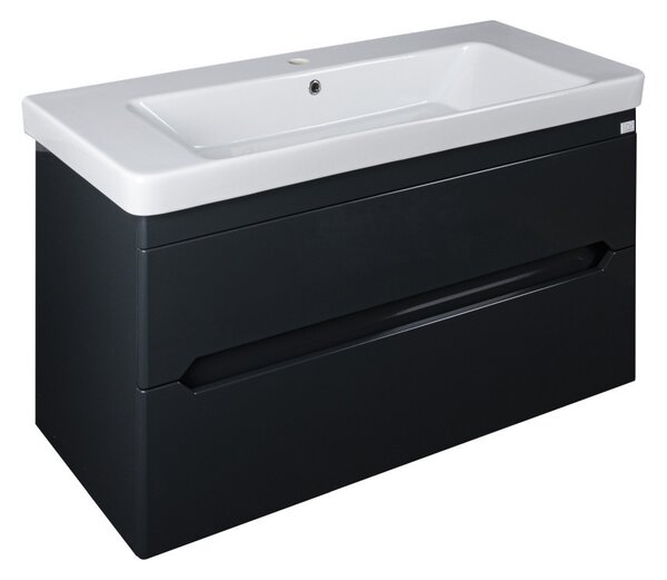 TMP SHARP 105 - FEKETE - fali fürdőszobabútor- Sanovit LUXURY 11105 mosdóval - 105 x 46 cm