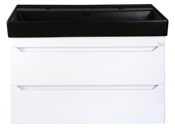 TMP SHARP 100D fali fürdőszobabútor - CeraStyle SHARP FEKETE DUPLA csaplyukas mosdóval - 100 x 48 cm