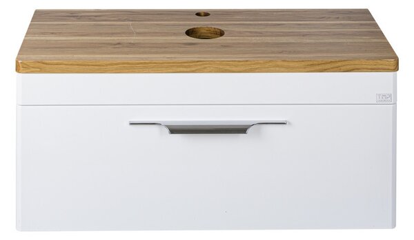 TMP MOON 90 cm fehér - natúr dió - fali fürdőszobabútor - mosdó nélkül - Top Counter mosdókhoz