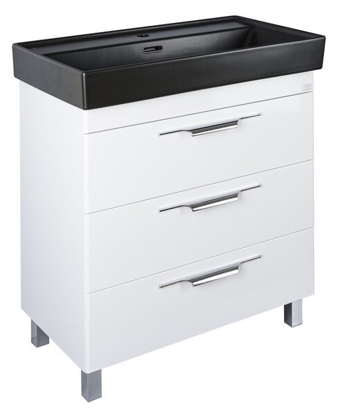 TMP TRIO 100 álló fürdőszobabútor - CeraStyle SHARP FEKETE mosdóval - 100 x 48 cm