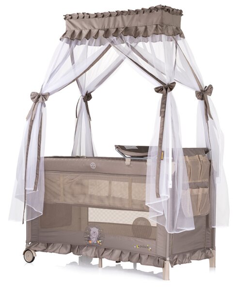 CHIPOLINO Palace multifuncionális utazóágy baldachinnal Bear beige