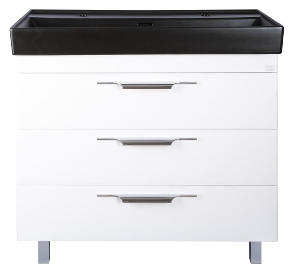 TMP TRIO 100 álló fürdőszobabútor - CeraStyle SHARP FEKETE mosdóval - 100 x 48 cm