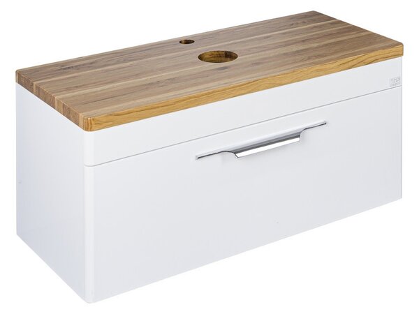 TMP MOON 90 cm fehér - natúr dió - fali fürdőszobabútor - mosdó nélkül - Top Counter mosdókhoz