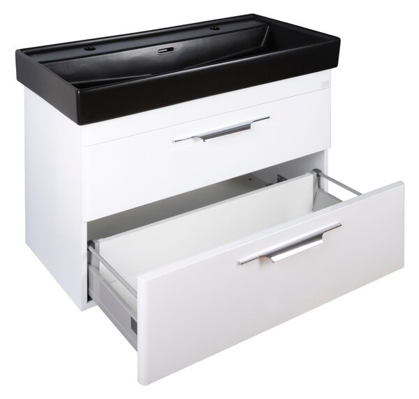 TMP LUX 100D fali fürdőszobabútor - CeraStyle SHARP FEKETE DUPLA csaplyukas mosdóval - 100 x 48 cm