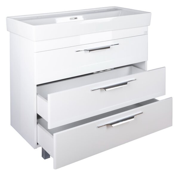 TMP TRIO 100D álló fürdőszobabútor - CeraStyle SHARP - 37600 DUPLA csaplyukas mosdóval - 100 x 48 cm