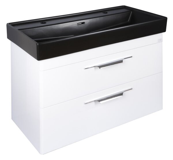 TMP LUX 100D fali fürdőszobabútor - CeraStyle SHARP FEKETE DUPLA csaplyukas mosdóval - 100 x 48 cm