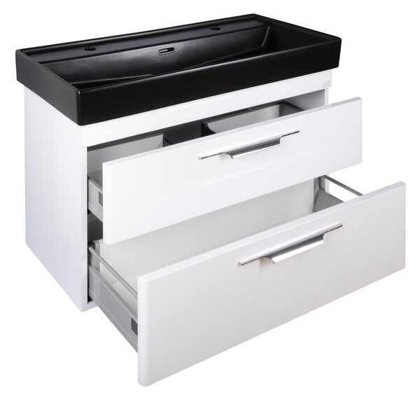 TMP LUX 100D fali fürdőszobabútor - CeraStyle SHARP FEKETE DUPLA csaplyukas mosdóval - 100 x 48 cm