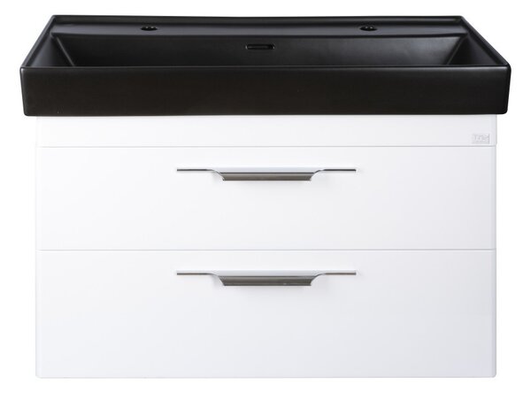TMP LUX 100D fali fürdőszobabútor - CeraStyle SHARP FEKETE DUPLA csaplyukas mosdóval - 100 x 48 cm