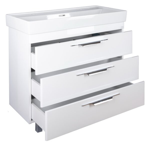 TMP TRIO 100D álló fürdőszobabútor - CeraStyle SHARP - 37600 DUPLA csaplyukas mosdóval - 100 x 48 cm