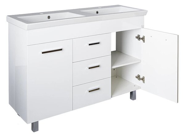 TMP FLAT 120 álló fürdőszobabútor - Sanovit ISIK 4120 DUPLA porcelán mosdóval - 120 x 44 cm