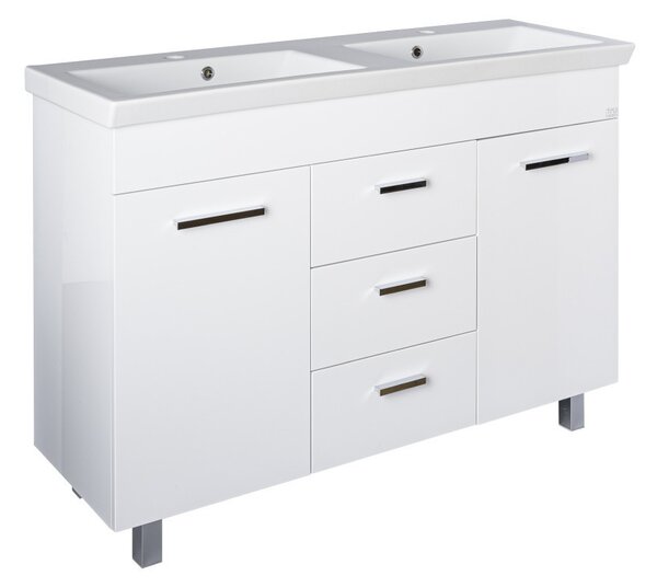TMP FLAT 120 álló fürdőszobabútor - Sanovit ISIK 4120 DUPLA porcelán mosdóval - 120 x 44 cm